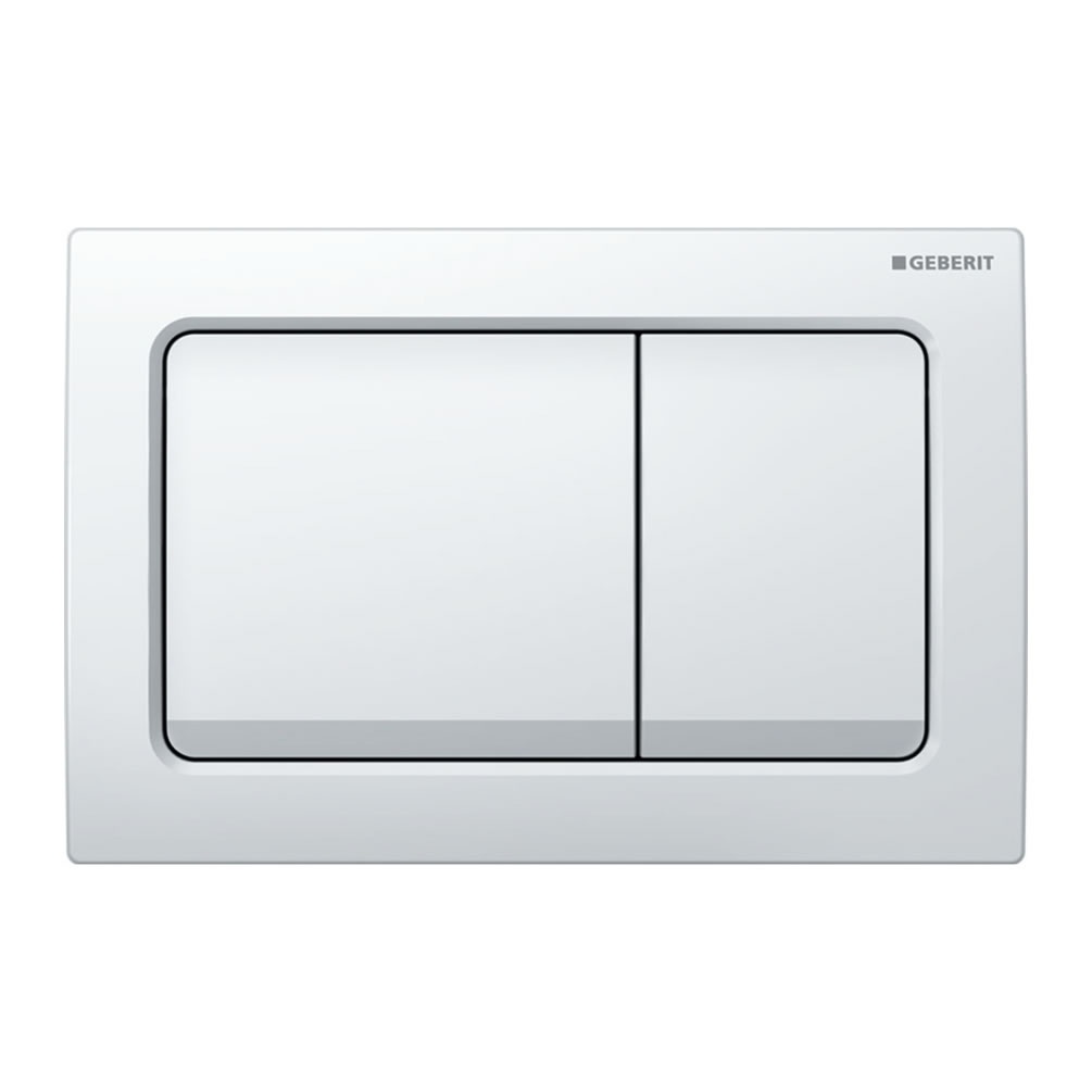 Cutout image of Geberit Alpha01 Square White Alpine Dual Flush Plate